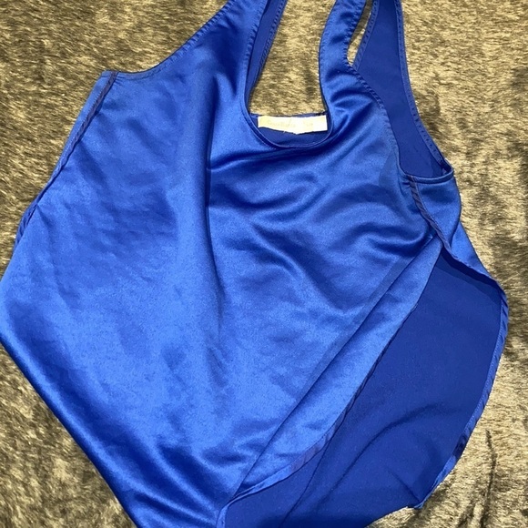 Costa Blanca Royal  Blue slit sides sleeveless blouse Sz L - Picture 10 of 11